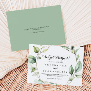 Geometric Elegant Guld Greenery Elopement Meddelande