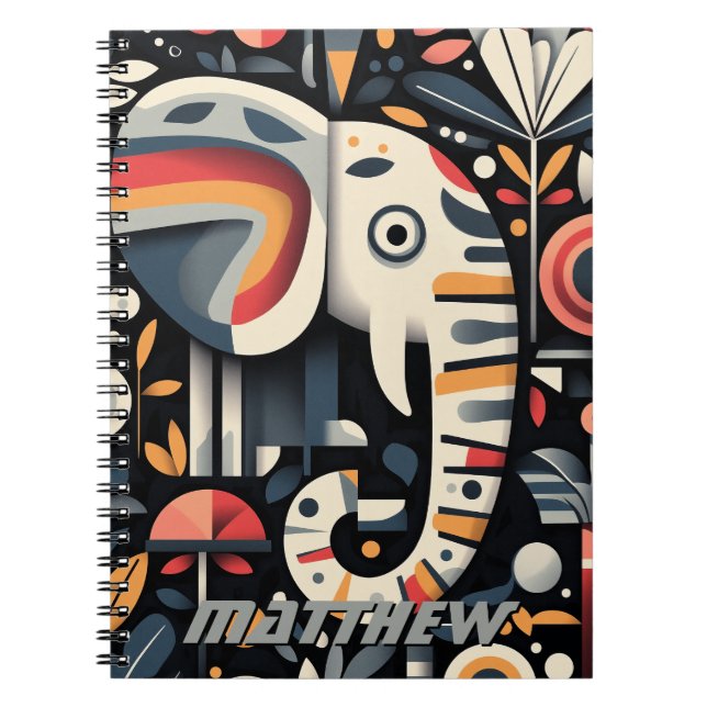 Geometric Elephant Illustration Anteckningsbok (Framsidan)