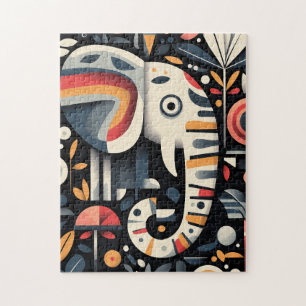 Geometric Elephant Porträtt Pussel