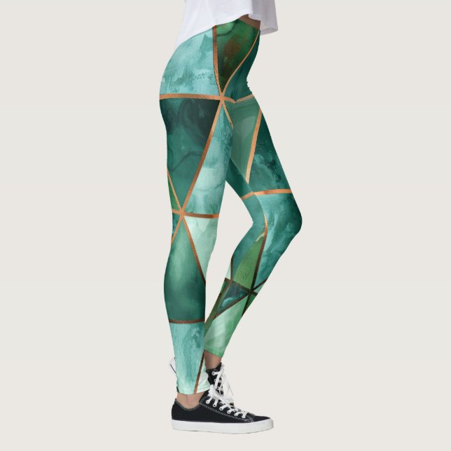 Geometric Emerald Leggings (Höger)
