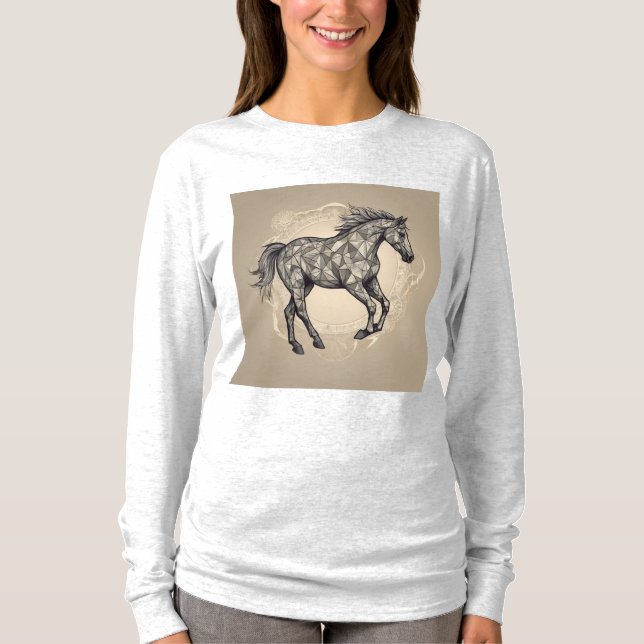Geometric Equine Elegance T Shirt (Framsida)