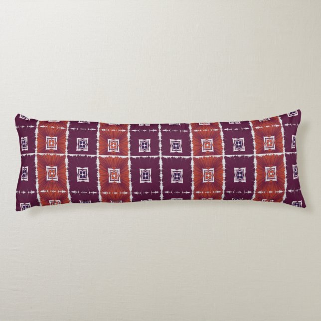 Geometric Ethnic Pattern Body Pillow – Burgundy Re Kroppskudde (Baksidan)
