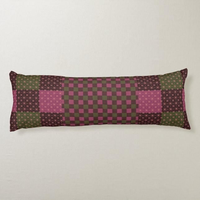Geometric Ethnic Pattern Body Pillow – Burgundy Re Kroppskudde (Baksidan)