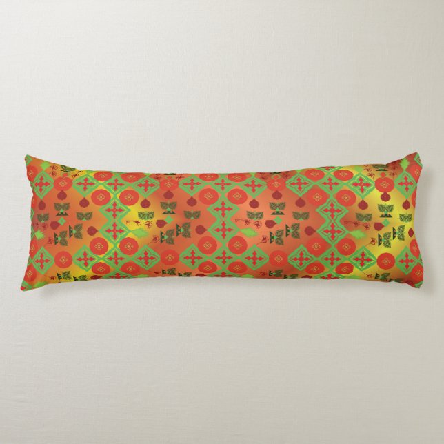 Geometric Ethnic Pattern Body Pillow – Burgundy Re Kroppskudde (Framsidan)