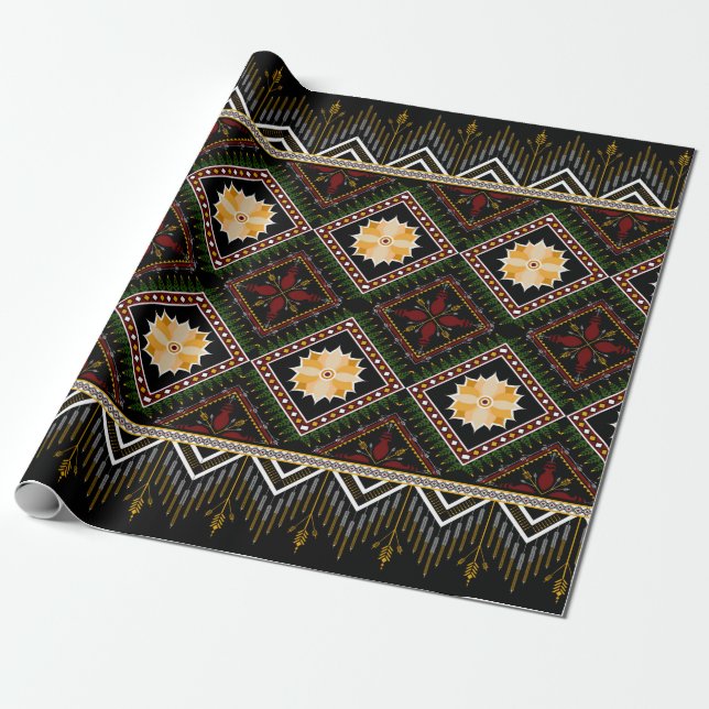 Geometric ethnic pattern seamless design presentpapper (Utrullad)