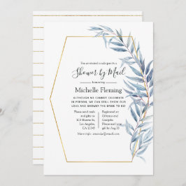 Geometric Eucalyptus Baby eller Möhippa by Mail Inbjudningar