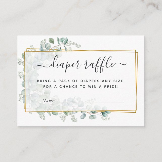 Geometric Eucalyptus Baby Shower Diaper Raffle Tilläggskort (Framsida)