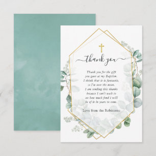 Geometric Eucalyptus Baptism Tack Kort