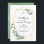 Geometric Eucalyptus Bat mitzvah Inbjudningar<br><div class="desc">Skogseukalyptus grönenery bat mitzvah inbjudan med guld-geometriskt ram och elegant handskriftstypografi anpassade till dina händelsespecifikationer.</div>