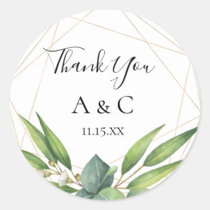 Geometric Eucalyptus Bouquet Personlig Favor Runt Klistermärke