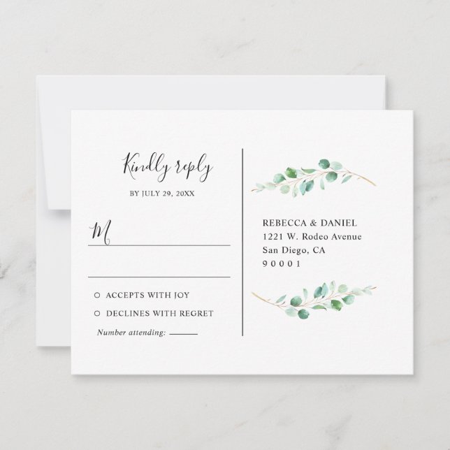 Geometric Eucalyptus Greenery Osa Postcard Kort (Framsida)