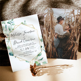 Geometric Eucalyptus Greenery with Photo Inbjudningar