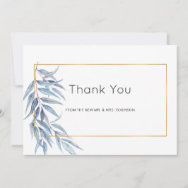 Geometric Eucalyptus Löv Bröllop Tack Kort