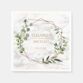 Geometric Eucalyptus Marble Bröllop Napkin Pappersservett