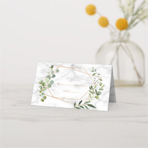 Geometric Eucalyptus Marble Elegant bröllop Placeringskort