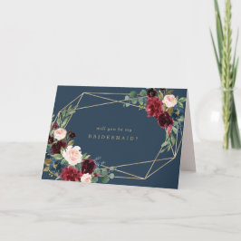 Geometric Fall Elegance Bridesmaid Card Kort
