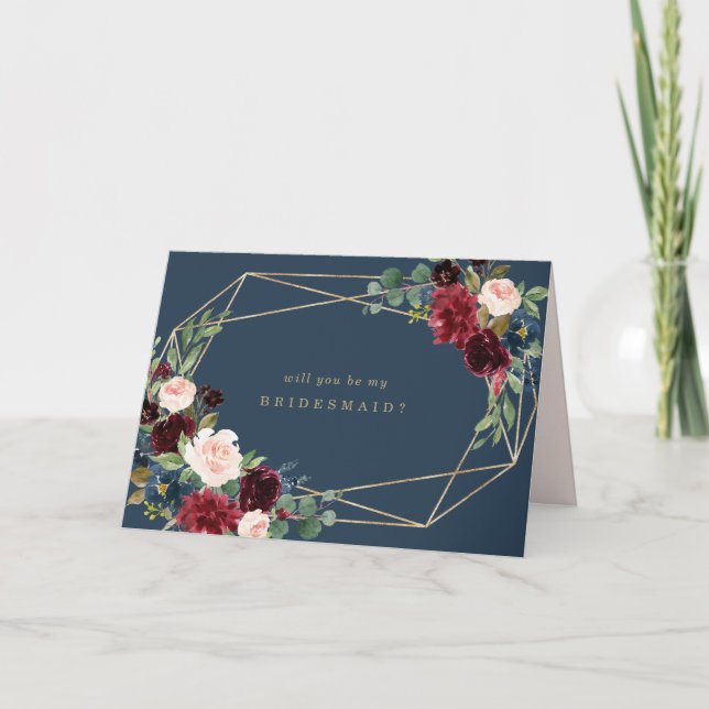 Geometric Fall Elegance Bridesmaid Card Kort (Framsida)
