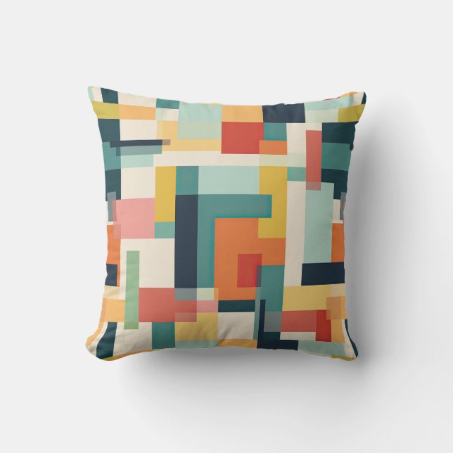 Geometric Färg blockerar Modern Retro i mitten av  Kudde (Framsida)