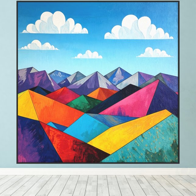 Geometric Färg Peaks Canvastryck (Insitu (trägolv))