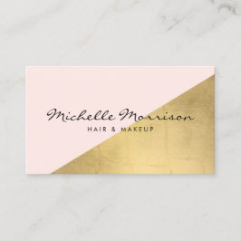 Geometric Faux Gold Foil and Rosa Färg Block Visitkort