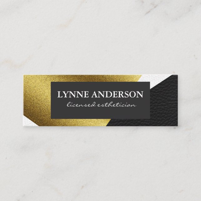 Geometric Faux Guld Leather Vågigt Färg Blocks Mini Visitkort (Framsida)
