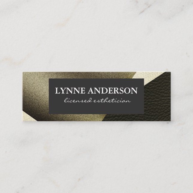 Geometric Faux Guld Leather Vågigt Färg Blocks Mini Visitkort (Framsida)
