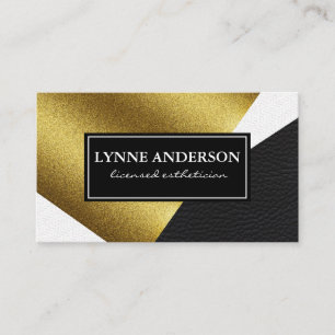 Geometric Faux Guld Leather Vågigt Färg Blocks Visitkort