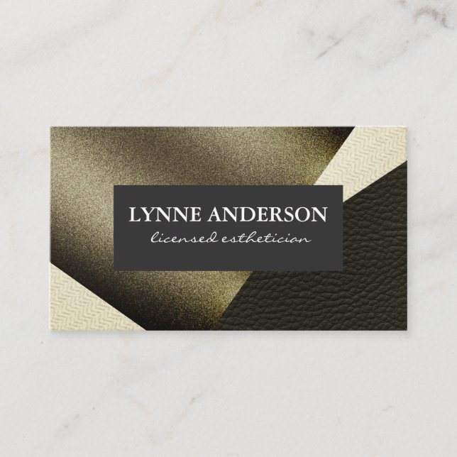 Geometric Faux Guld Leather Vågigt Färg Blocks Visitkort (Framsida)