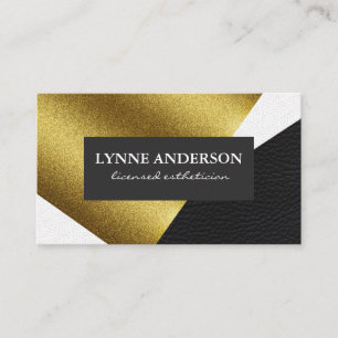 Geometric Faux Guld Leather Vågigt Färg Blocks Visitkort