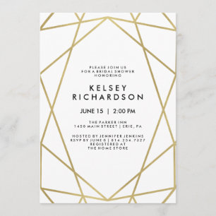 Geometric Faux Guld Titta på vit Möhippa Inbjudningar