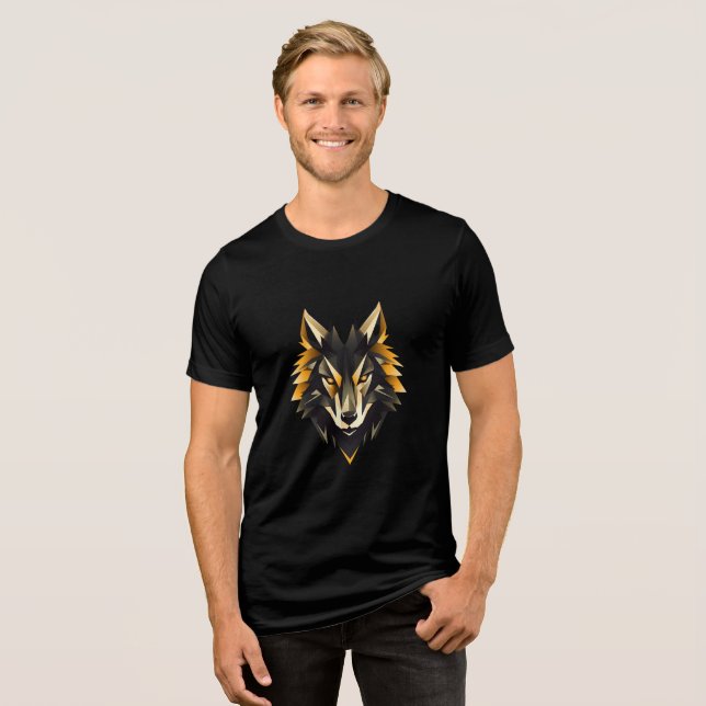 Geometric Fierce Wolf Head Design T Shirt (Framsida Full)