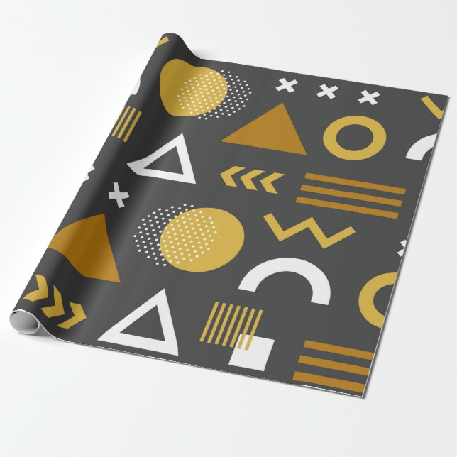 Geometric figurer, sömlös mönster-design. Vintage Presentpapper (Utrullad)