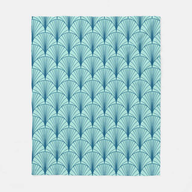 Geometric fläkt mönster i sjösjösjösjöslass grönt  fleecefilt (Framsidan)