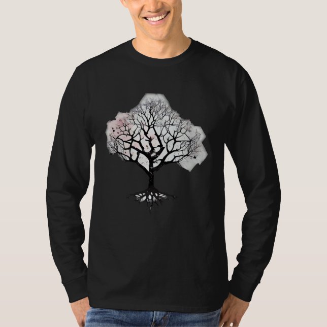 Geometric Floral Fantasy Cherry Blossom Tree of Li T Shirt (Framsida)