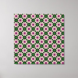 Geometric Floral in Green and Brown Canvastryck
