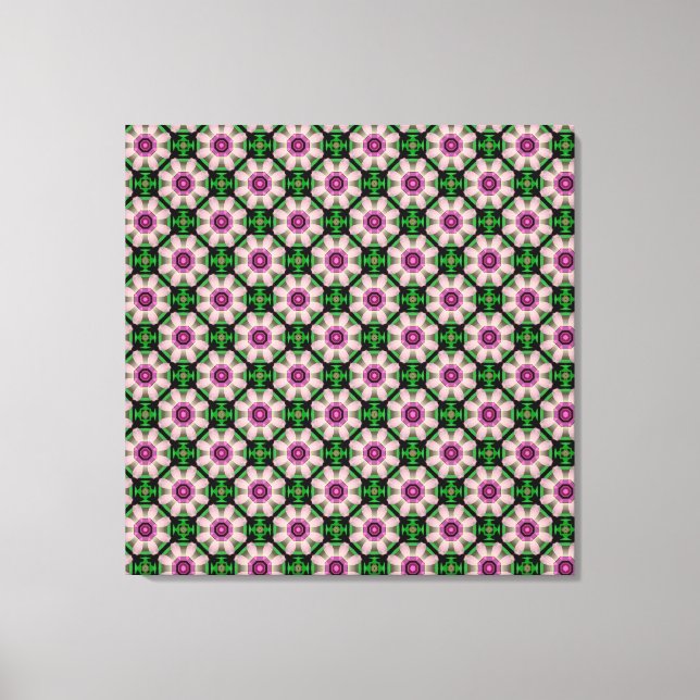 Geometric Floral in Green and Brown Canvastryck (Framsida)