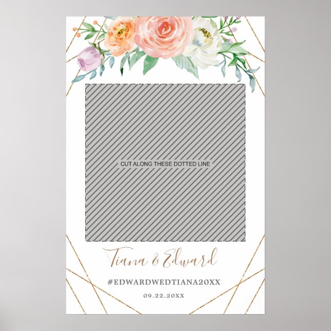 Geometric Flower Bröllop Photo Ram Props Poster (Framsidan)