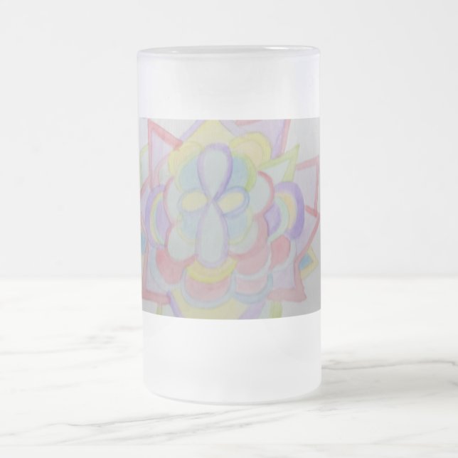 Geometric Flower Mandala Frostat Ölglas (Center)
