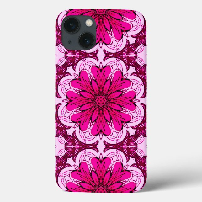 Geometric Flower Mönster i Burgundy & Magenta (Baksida)