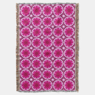 Geometric Flower Mönster i Burgundy & Magenta Filt