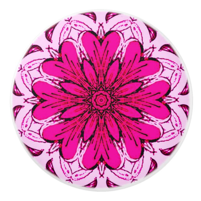 Geometric Flower Mönster i Burgundy & Magenta Knopp (Framsidan)