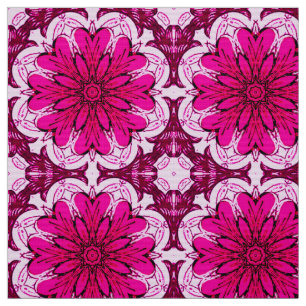 Geometric Flower Mönster i Burgundy & Magenta Tyg