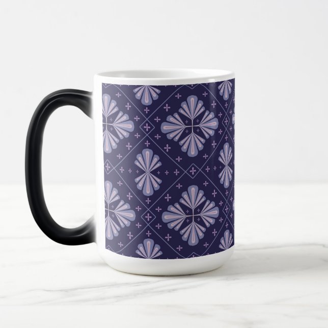 Geometric Flower Petals Abstract Repeat Pattern Magisk Mugg (Vänster)