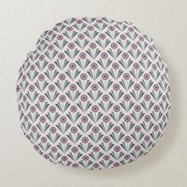 Geometric Flowers Baby Blanket med Namn Rund Kudde