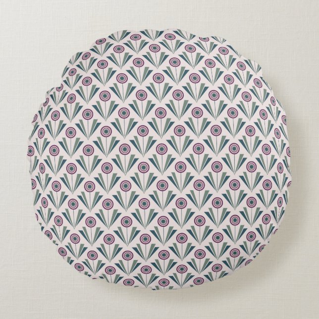 Geometric Flowers Baby Blanket med Namn Rund Kudde (Framsidan)