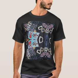 Geometric Flowers Coola Hip Design Black T Shirt