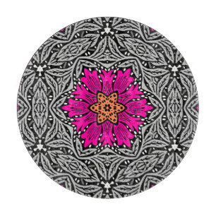 Geometric Flowers - Fuchsia Rosa och Grått