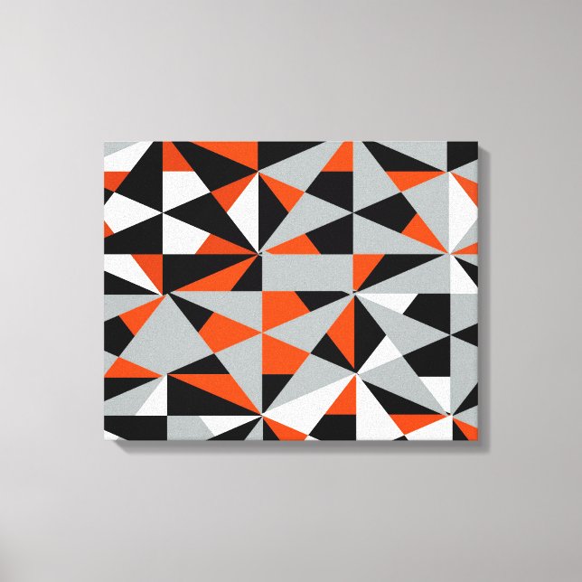 Geometric Fold Retro Funky Orange Black White Canvastryck (Framsida)