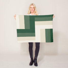 Geometric Forest & Cream Modern Blanket Fleecefilt