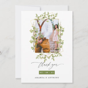 Geometric Forest Greenery Bröllop Photo Collage Tack Kort